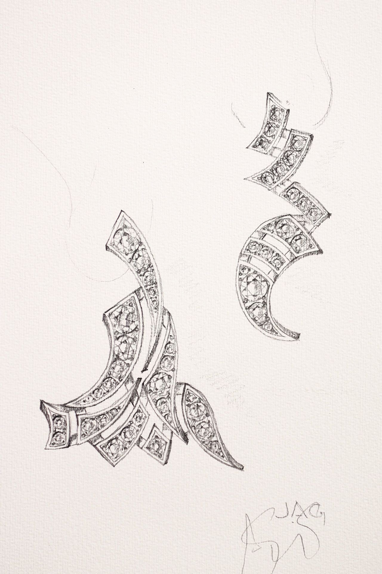 Les traits du tsuketatefude, ce pinceau calligraphique japonais au manche de bambou, pour la création de pendants d’oreilles